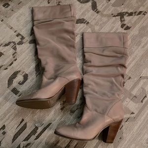 Zodiac tall leather pull on heeled boots